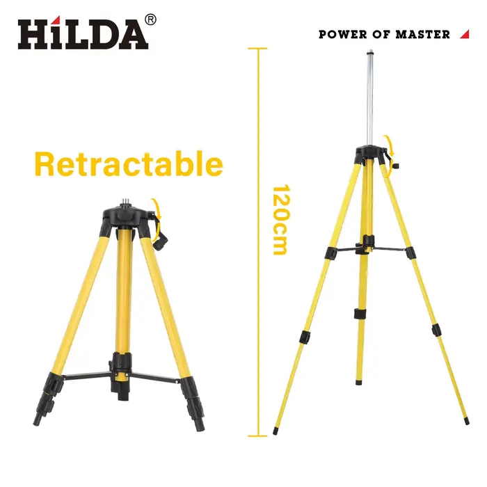 HILDA trépied de niveau Laser 1.2M/1.5M 5/8 pouces hauteur réglable trépied en feralliine épaisse Ba