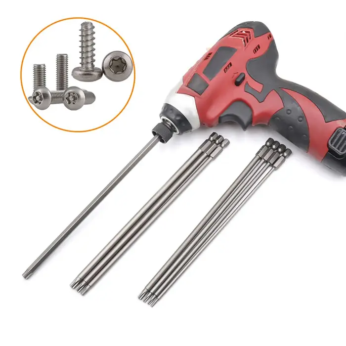 Tournevis Torx à tige hexagonale de 1/4 pouces, tête de forage à vent de 150mm 200mm, clé à vis étoi