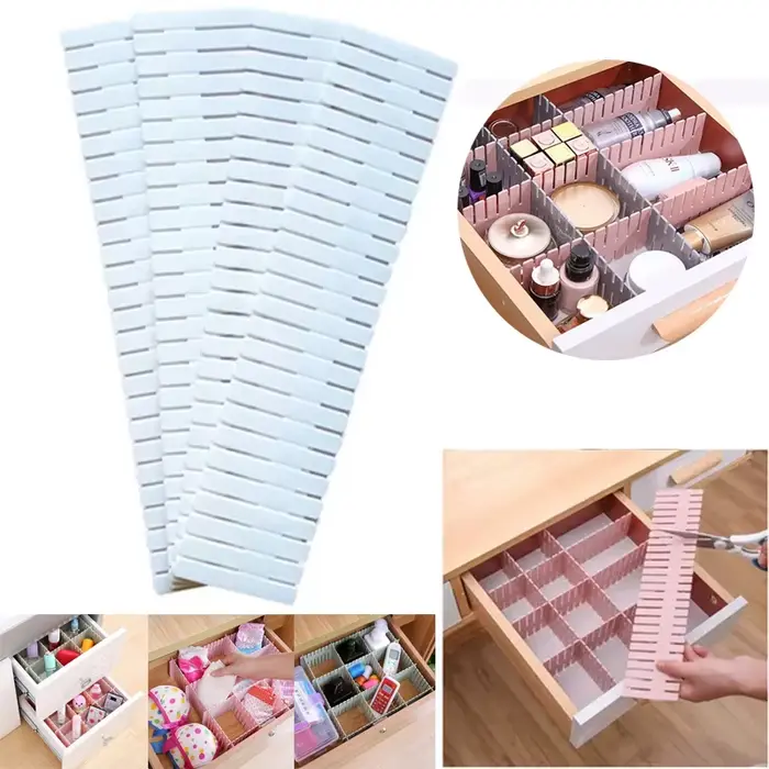 Panneau de séparation de rangement réglable, bricolage, diviseur de tiroir en plastique, panneau de séparation combiné, organisateur de Division peu encombrant, 4/8 pièces