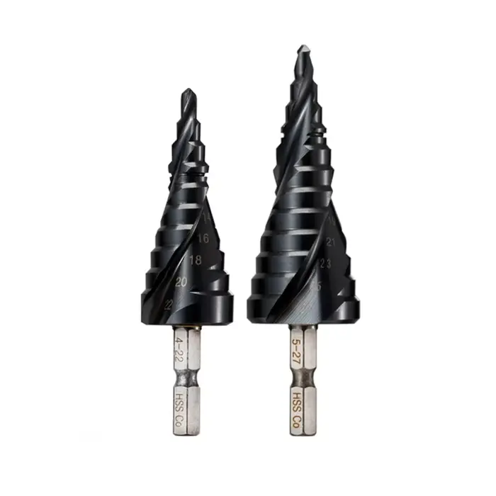 Foret étagé revêtu de TiAlN au Cobalt HRC89 M35, tige hexagonale de 1/4 pouces, ouvre-trou de perçag