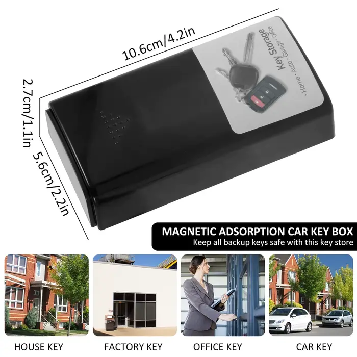 Boîte à clés magnétique en plastique noir durable