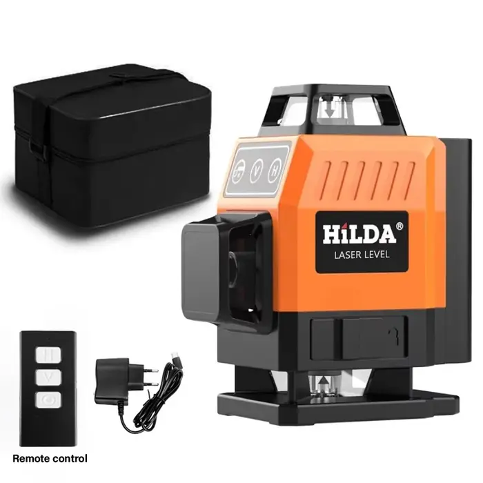HILDA-Niveau Laser Vert 3D/4D, 12/16 Lignes Auto-Abrasives, Croix Horizontale et Verticale à 360 °, Super Injuste