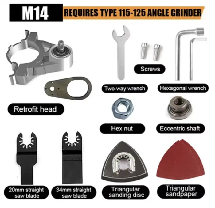Meuleuse d'angle conversion jeu de têtes universelles 115 125 Type adaptateur M14 multifonction élec
