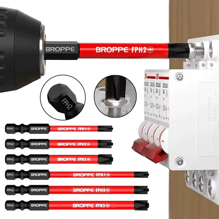 Embout de tournevis spécial pour électricien, tête de lot magnétique croisée fendue, antidérapant FP