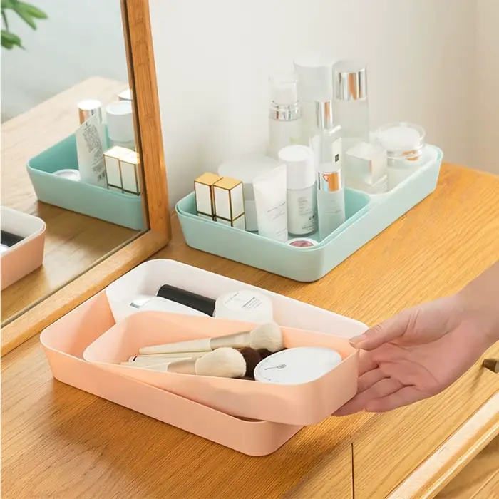 Boîte de rangement de bureau en plastique empilable grande capacité