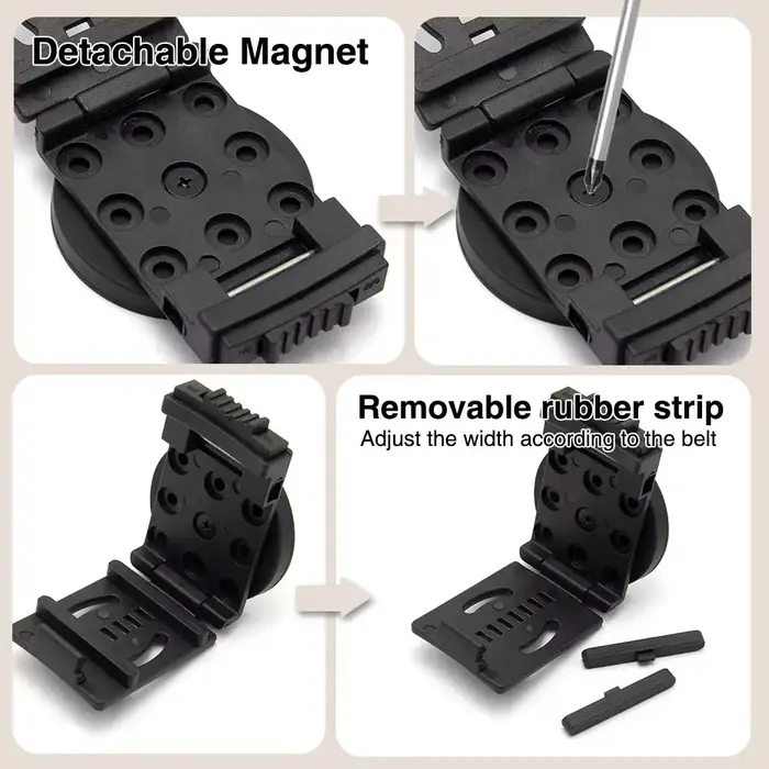 Clip de ceinture magnétique, enveloppe en caoutchouc Portable réglable avec forte ventouse pour vis,