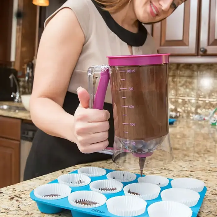 Distributeur de pâte manuel 900 ml avec outil de contrôle des portions pour cupcakes