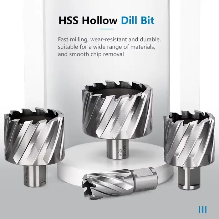 Coupe-trou HSS 6-60mm, tige Weldon, foret creux, foret à noyau HSS pour outils de perçage du métal,