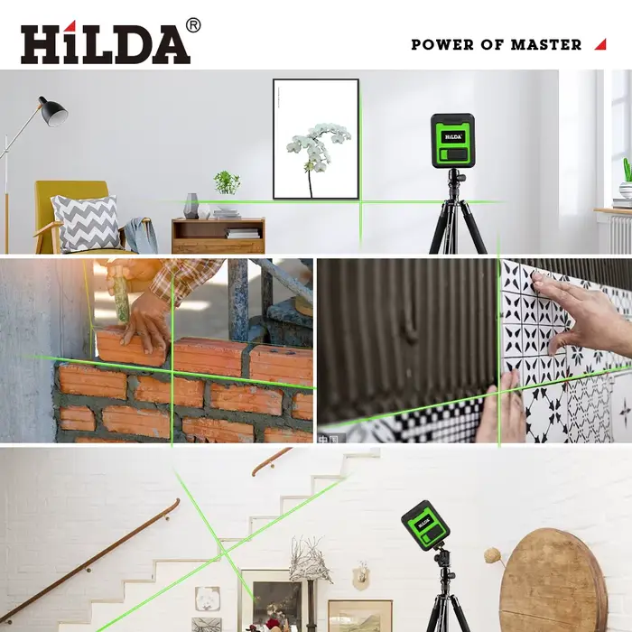 HILDA niveau Laser mètre 2 lignes croix niveau vert Laser niveau Laser à niveau horizontal et vertic