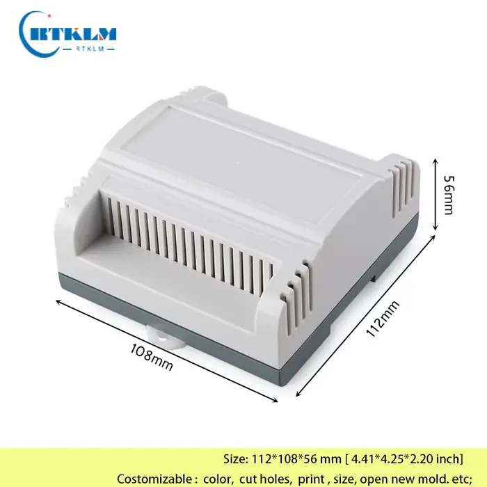 Boîtier de Projet Électronique en Plastique ABS, Rail Din, Industriel, 112x108x56mm