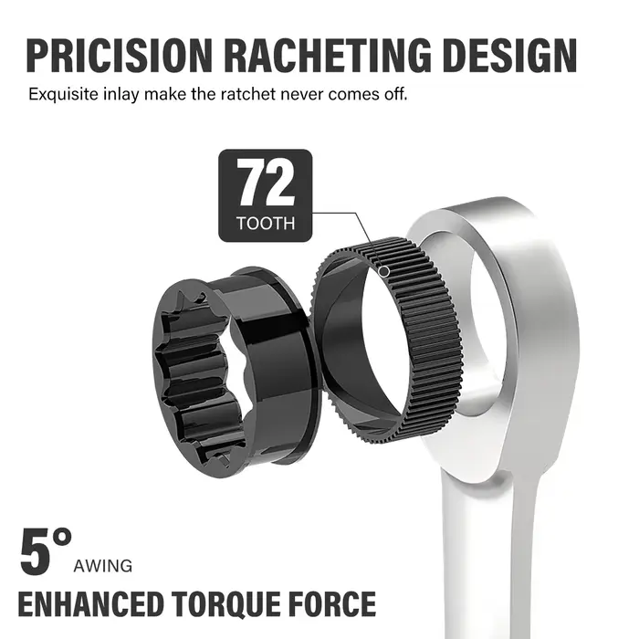 Jeu de clés à cliquet à 72 dents, 12 pièces, 8-19 mm, clés à tête fixe, parfait pour le bricolage à 