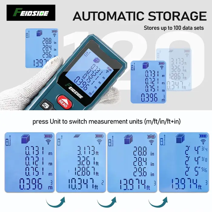 FEIDSIDE Télémètre laser 120M rechargeable Type-C