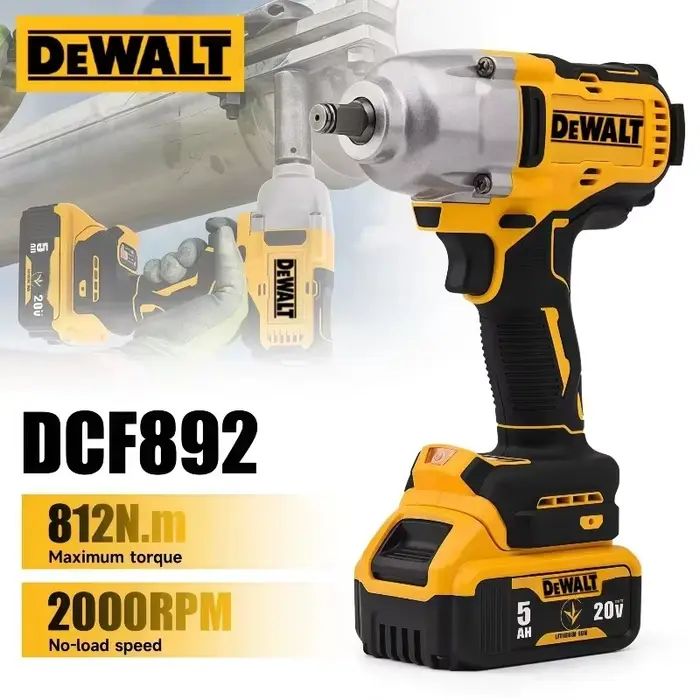 Dewalt DCF892 clé à chocs sans brosse à couple élevé outil électrique sans fil batterie 20V alimentation sans fil pour l'amélioration de l'habitat