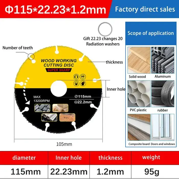 105/110/115/125mm disque de scie multi-outil coupe-bois meuleuse d'angle pour lames