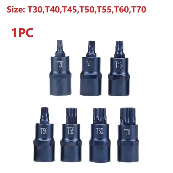 Embout de tournevis Torx 1/2 pouces, adaptateur d'embouts à douille T30 T40 T45 T50 T55 T60 T70, ada