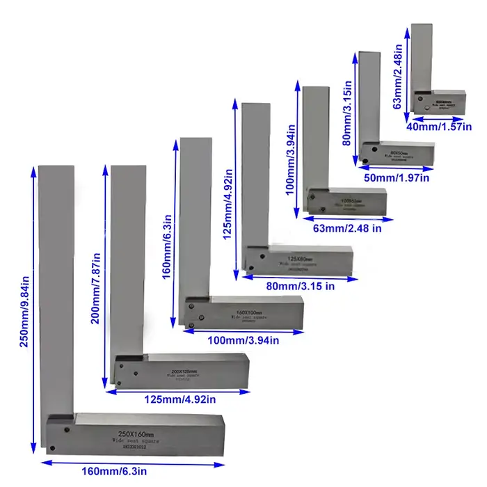Règle d'angle en forme de L en acier au carbone de haute précision - 90 ° Outil de mesure à angle droit pour le travail