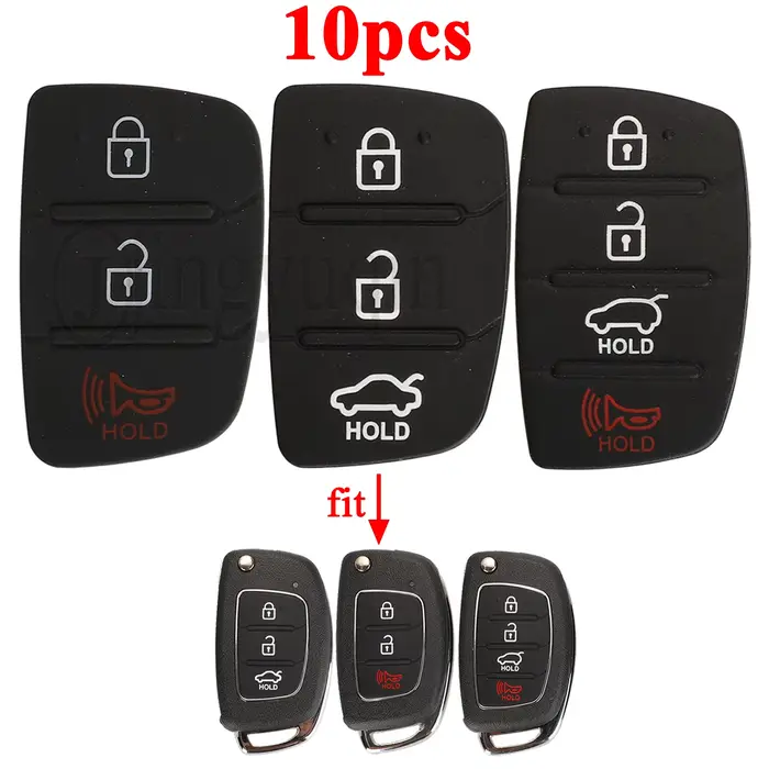 Jingyuqin 10 pièces tampon de réparation de clé à distance de voiture pour Mistra Hyundai HB20 SANTA FE IX35 IX45 housse de clé 2/3/4 boutons de remplacement