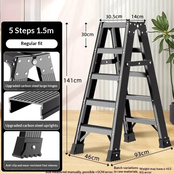 Escabeau pliant robuste à 3 marches en aluminium, escabeau portable pour la maison et la cuisine, stable, antidérapant, renforcé