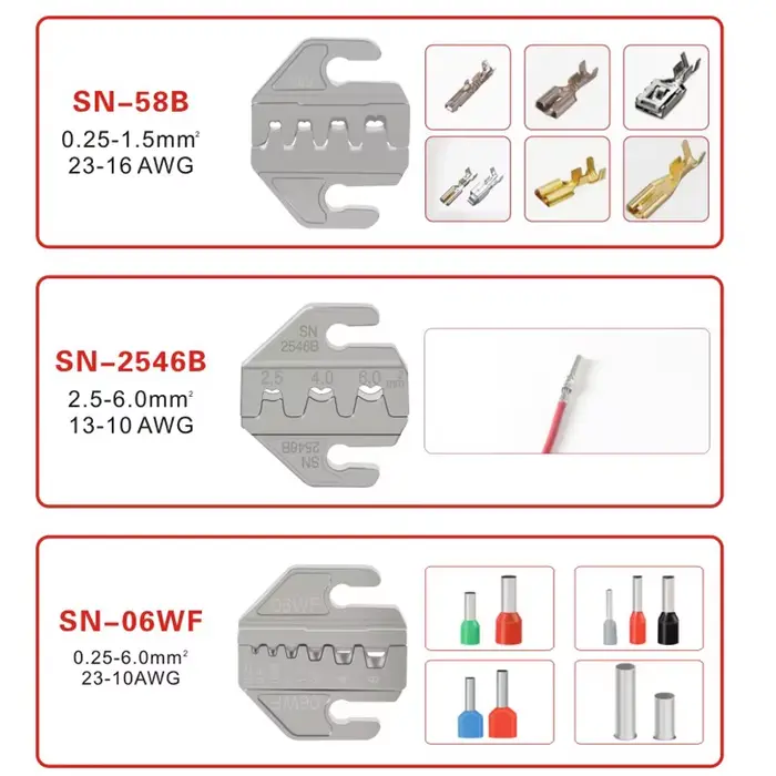 Pince à sertir, jeu de mâchoires à sertir, mâchoires à fente de 4mm, SN-48BS/58B/02C/2546B/2549 /06/