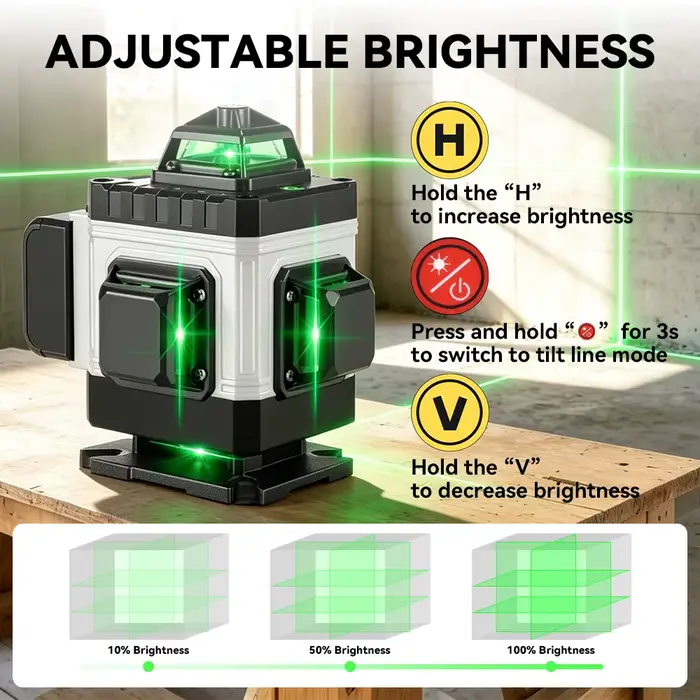 Niveau laser professionnel HGLINE 16 lignes avec télécommande APP à nivellement automatique 360 °