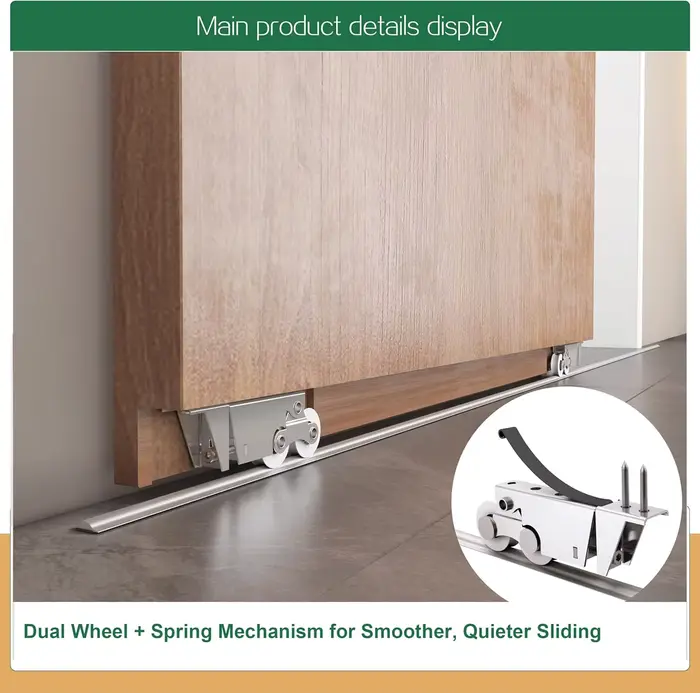Kit de quincaillerie pour porte de grange dissimulée DIYHD 42'' (106 cm) avec système de rail mural à fermeture douce pour ouverture jusqu'à 34'' (86 cm)