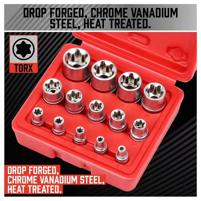 Jeu de douilles E-TORX 14 pièces-ensemble
