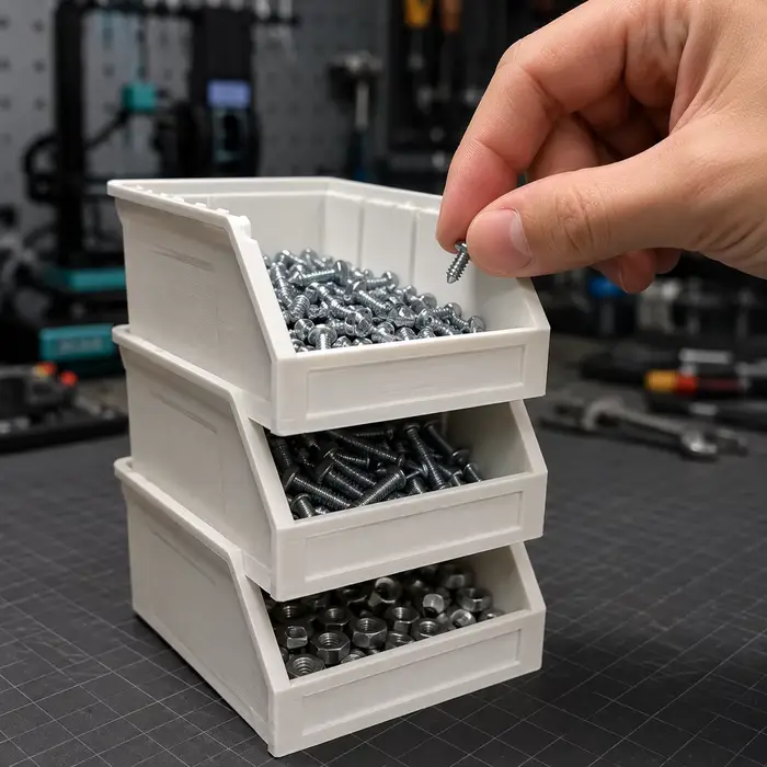 Boîte de rangement en plastique à ouverture inclinée
