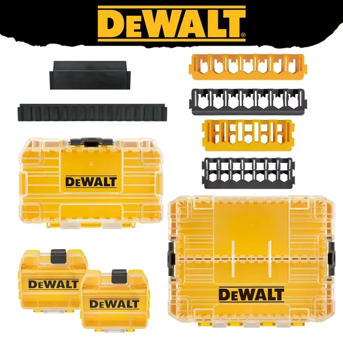 DEWALT Original petit moyen grand boîtier boîte à outils déflecteur foret support bricolage outil multifonctionnel accessoire ensemble