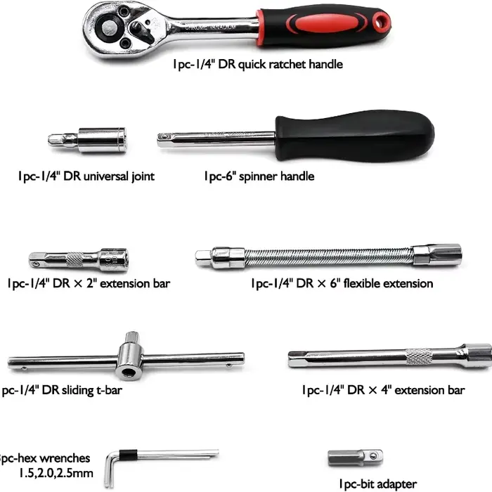 46 pièces/ensemble clé à douille bricolage Kit d'outils de réparation tournevis à cliquet pour matériel