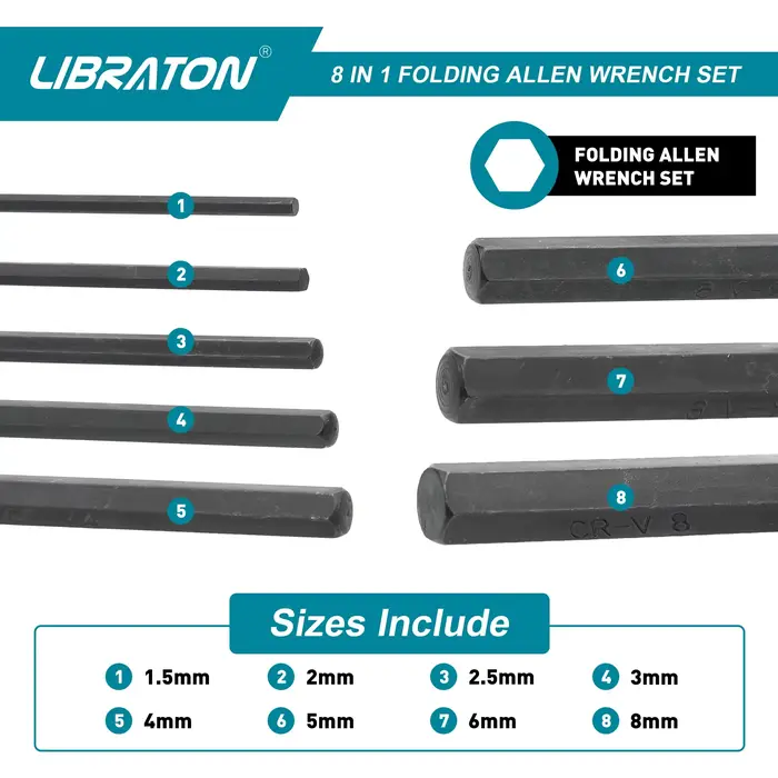 LIBRABOU- Ensemble de clés Allen pliantes, 8 en 1, MeaccelerAllen, outil de jeu de clés, Tamper Verd