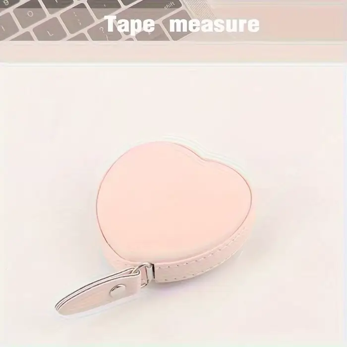 1 pièce Mètre Ruban Multifonctionnel en Cuir PU Rose Motif Cœur - Règle de Mesure pour Taille et Poi