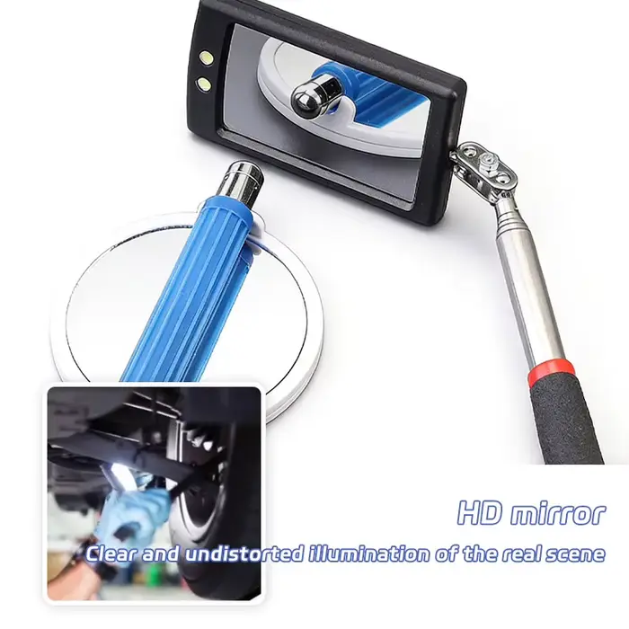 360 ° Miroir d'inspection télescopique avec lumière LED