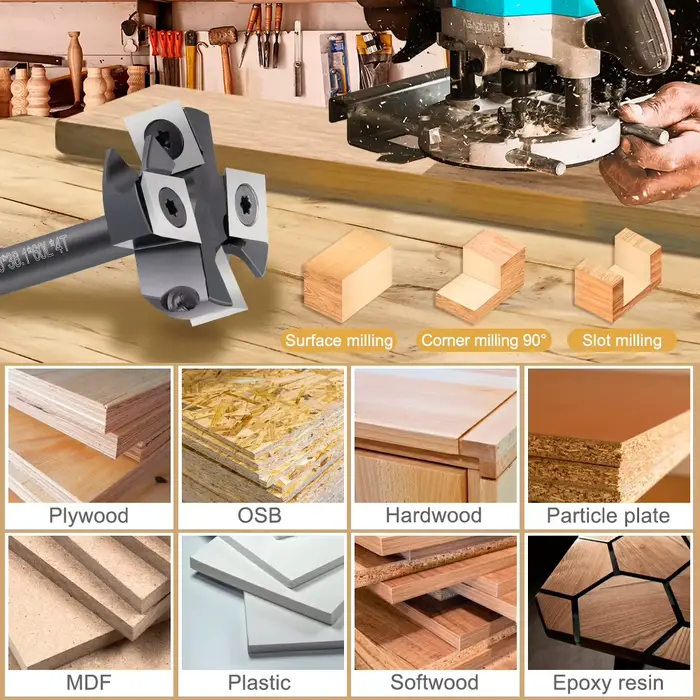 XCAN fraise CNC Spoilboard surface routeur peu 8/12mm tige insérer dalle en carbure aplatissement ro