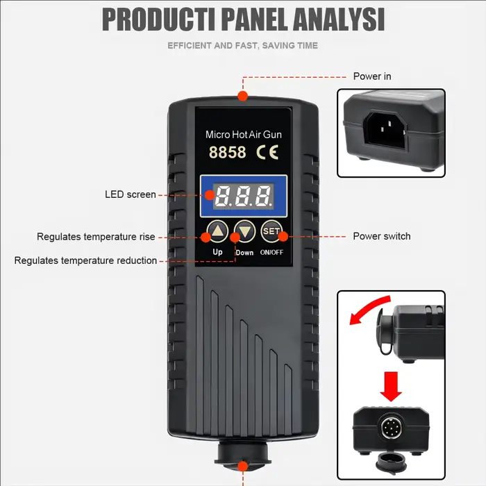 JCD 750W pistolet thermique affichage numérique Micro Station de soudage de retouche pistolet à Air 