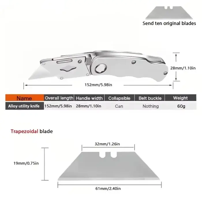 Couteau utilitaire pliant, manche en aluminium et plastique, coupe-câble de poche, lame de couteau p