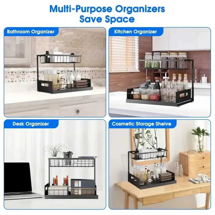 Outil magique de rangement de cuisine! Panier extractible Double couche sous l'évier