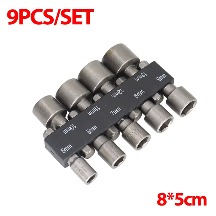 Jeu de 9/14 embouts hexagonaux pour visseuse, douilles en acier, tournevis, clé à chocs, adaptateur