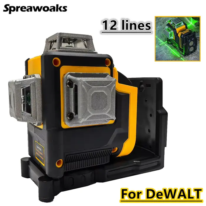 Pour DeWALT 20V 18V batterie niveau Laser 12 lignes 3D faisceaux verts horizontaux et verticaux comp