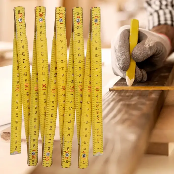 Règle pliante de 2M, outil de mesure de charpentier en bois