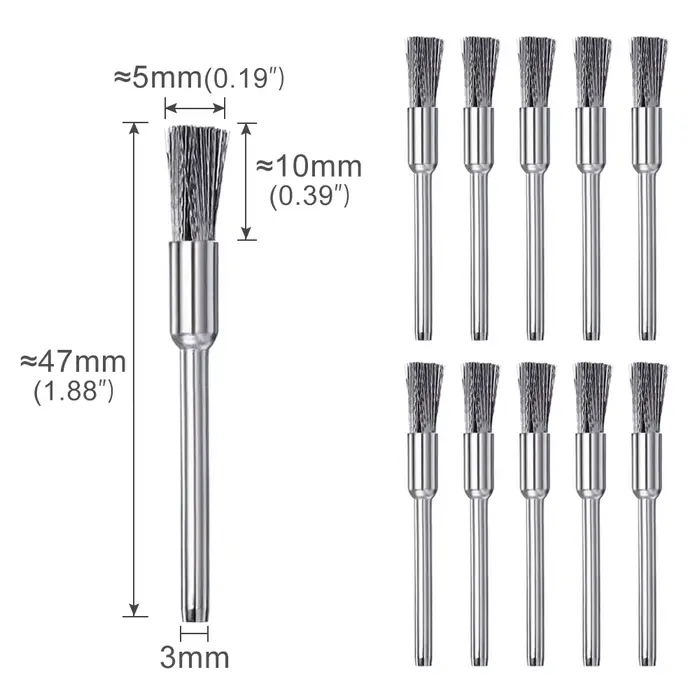 CMCP – jeu de brosses à roue en fil d'acier, tige de 3.0mm pour outil rotatif Dremel, outil de polis