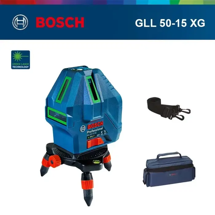 ‌ Niveau laser Bosch GLL 50-15 XG à faisceau vert avec pointe plombante
