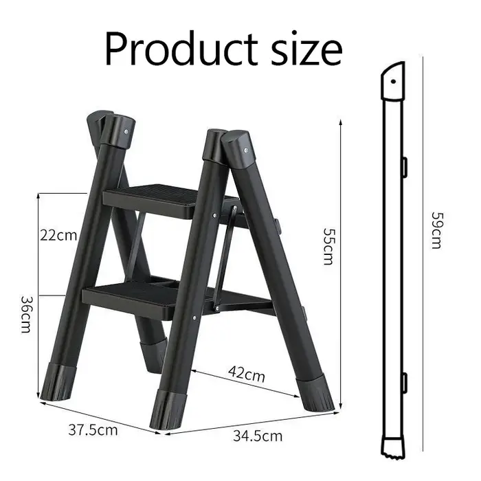 Échelle pliante 2/3/4 marches en acier au carbone pliable maison échelle portable escabeau Stable étagère de rangement pour la maison multifonctionnelle