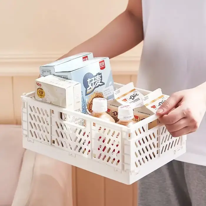 Panier de rangement pliable en plastique pour la maison