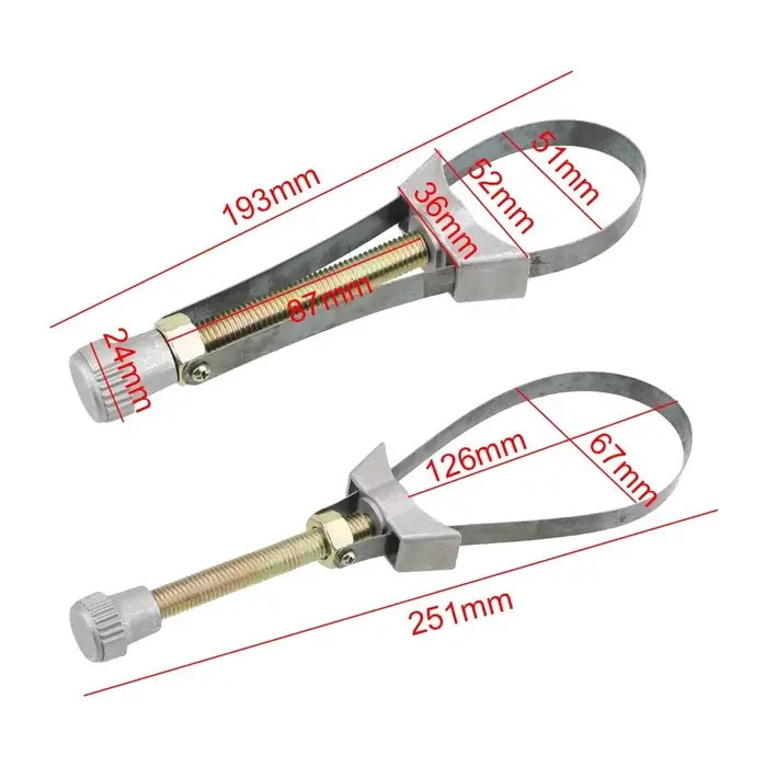 Clé de filtre à huile, sangle en acier réglable robuste