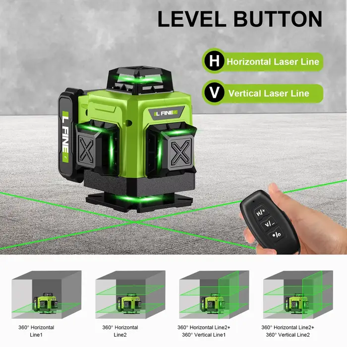 Niveau Laser auto-nivelant horizontale verticale croix 16 lignes lumière verte Nivel