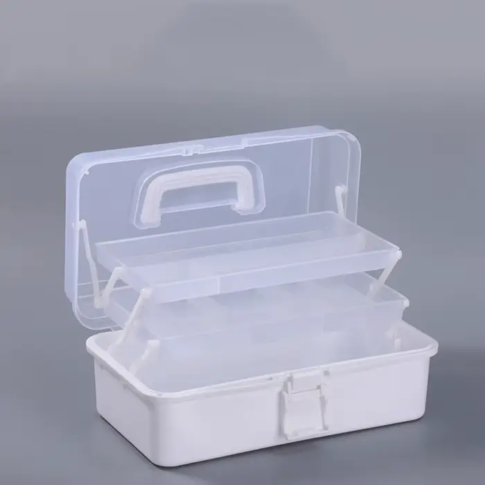 Nouvelle boîte de rangement artisanale à trois couches, boîte de rangement transparente en plastique