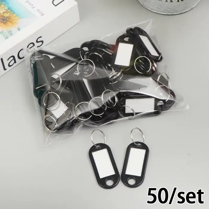 Étiquettes d'identification de clés, 50 pièces, identificateurs de porte-clés portables avec anneau 