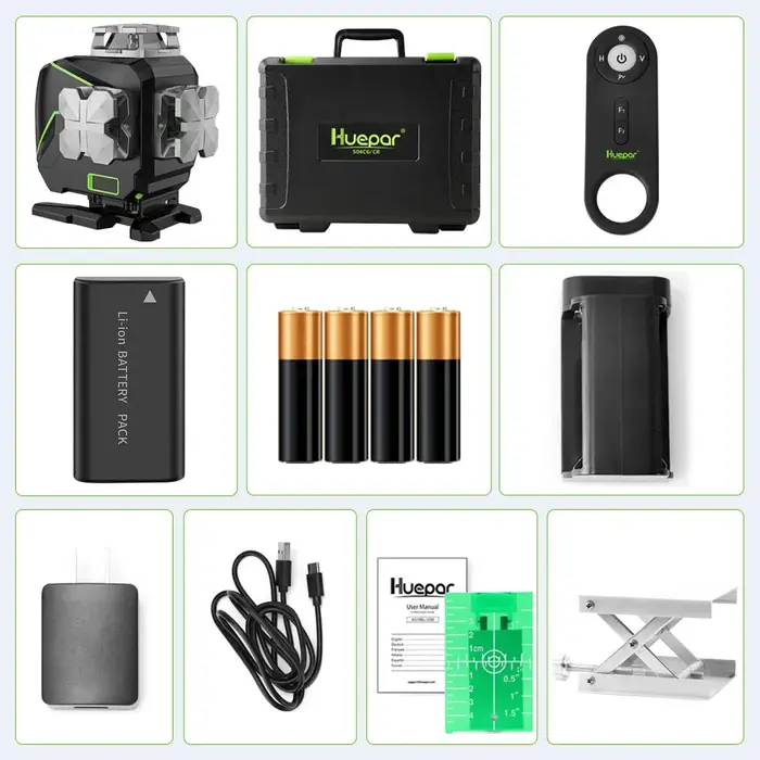 Huepar S04CG-A 16 lignes 4D Cross Line Laser Niveau Bluetooth et Télécommande Canonique