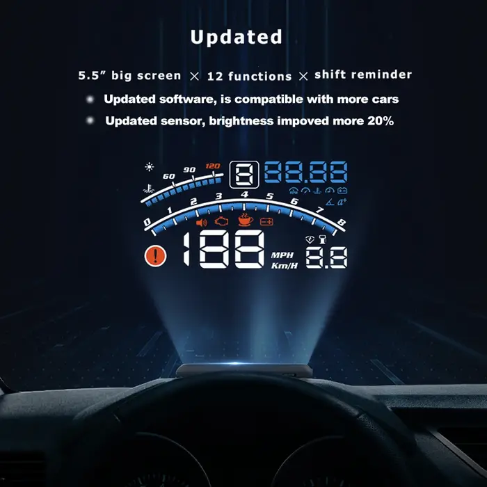 Vjoycar V41 plus récent affichage tête haute voiture OBDII EUOBD 5.5 "projecteur de pare-brise HUD a