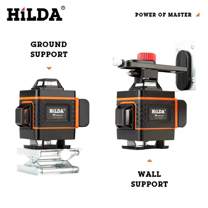 HILDA-Niveau Laser Vert 3D/4D, 12/16 Lignes Auto-Abrasives, Croix Horizontale et Verticale à 360 °, Super Injuste